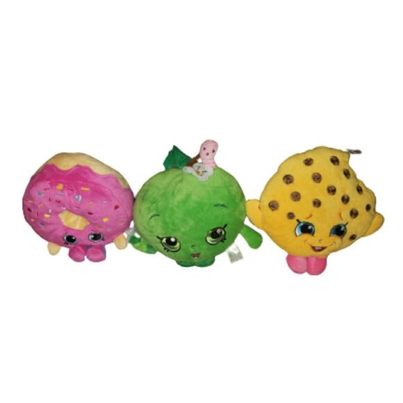 Moose Toys Shopkins 3 Pieces Apple, Cookie And Doughnut 6" Plush - Picture 1 of 6